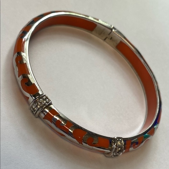 Angelique de Paris Veranda Orange Resin Sterling Silver Bracelet With CZ - Picture 2 of 10